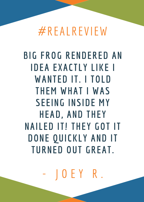 Image of review from happy customer of Big Frog Custom T-Shirts of Green Hills & Nashville