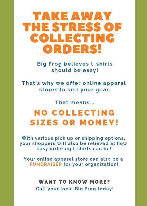 Image of Make t-shirts easy with only apparel stores with Big Frog of Green Hills