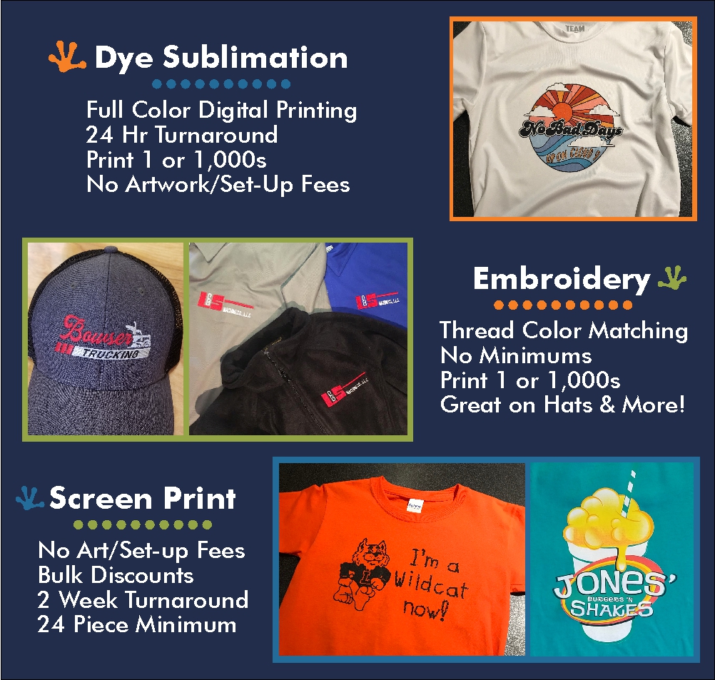 Custom T-Shirts, Screen Printing, Embroidery, Hats, Apparel, Near