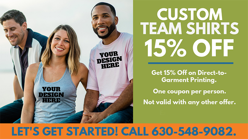Image of Get 15% discount on your next custom team shirts order.
