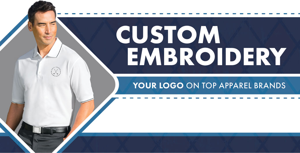 Image of Man wearing a custom embroidered Polo