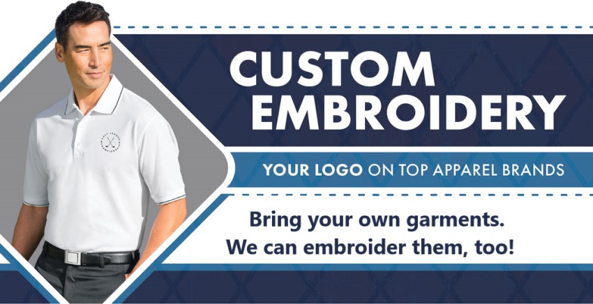 Man wearing a custom embroidered polo