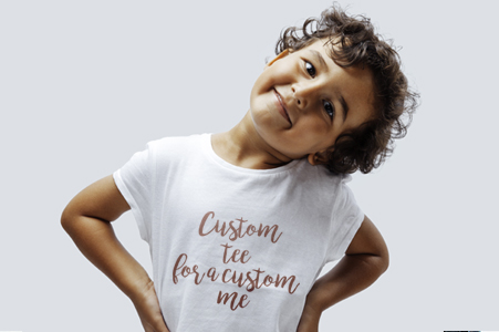 toddler in a customized t-shirt