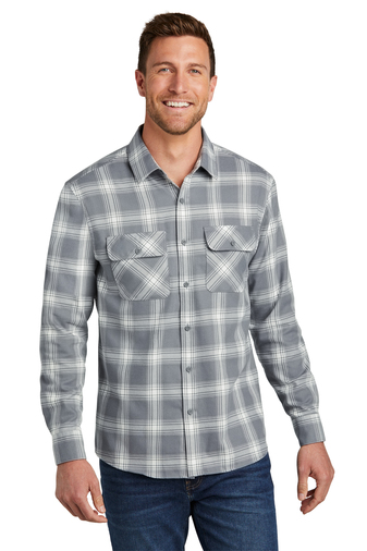 Man in a Gray & White Plaid Flannel Shirt