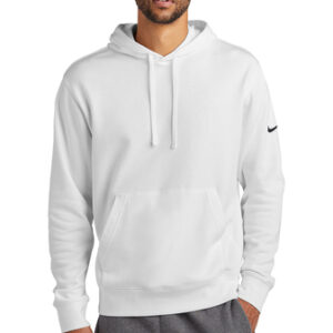 Nike Men's Club Fleece Sleeve Swoosh Pullover Hoodie in White