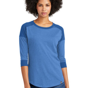 New Era® Ladies Heritage Blend 3/4-Sleeve Baseball Raglan Tee in Royal/ Royal Heather