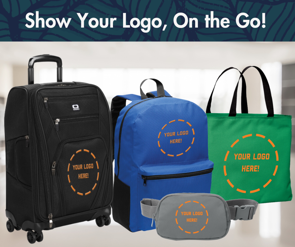 Various suitcases and bags ready to be customized with your logo