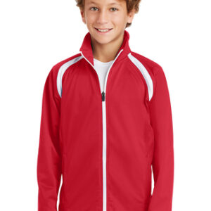 Sport-Tek® Youth Tricot Track Jacket in red