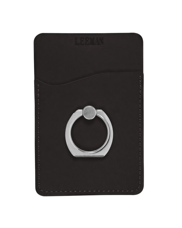 Black Leeman Tuscany™ Card Holder With Metal Ring Phone Stand - LG-9378