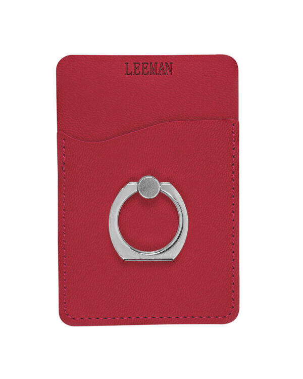 Red Leeman Tuscany™ Card Holder With Metal Ring Phone Stand - LG-9378