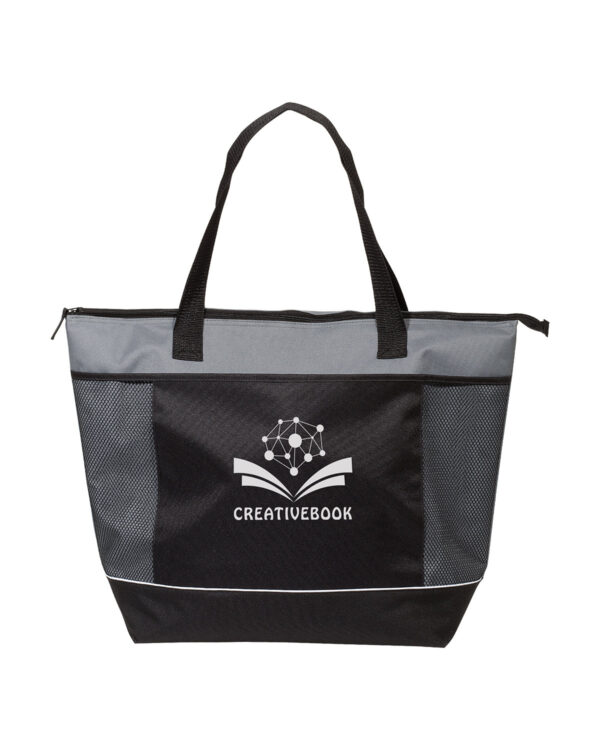 A custom branded tote bag.
