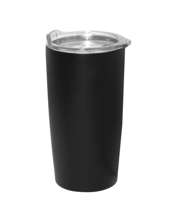 The back of a branded tumbler