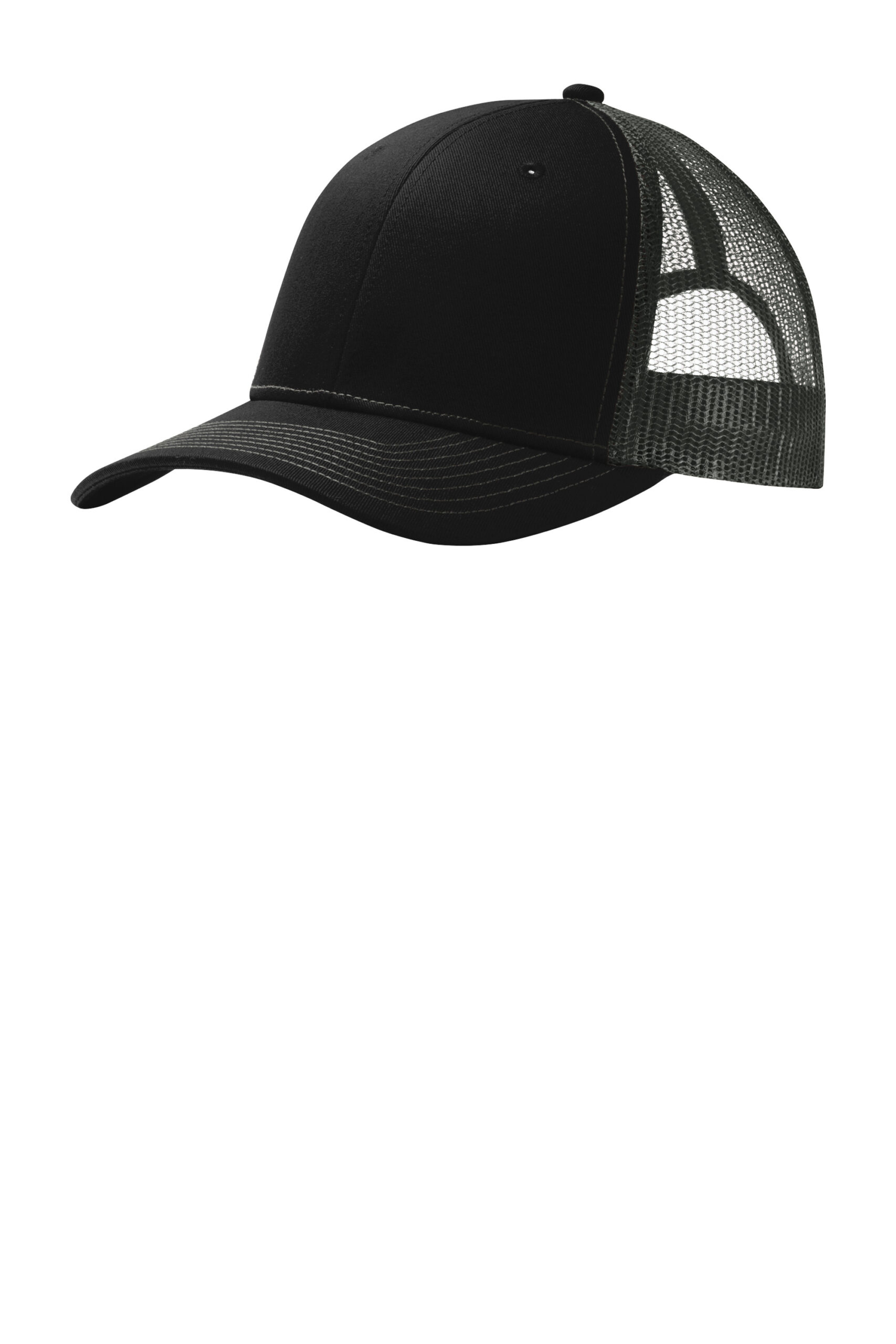 Black Grey Steel Port Authority® Snapback Trucker Cap - C112