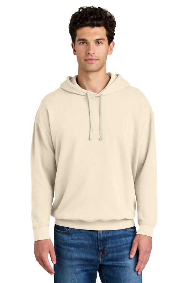 Model wearing an Ivory Comfort Colors® Lightweight Hooded Sweatshirt - 1467