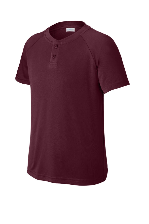 Maroon Sport-Tek® Youth PosiCharge® Competitor™ 2-Button Henley - YST359