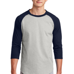 T200 heathergreynavy model front Sport-Tek® Colorblock Raglan Jersey