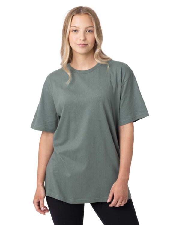 Model wearing Sage Leaf econscious Unisex Reclaimist Vibes T-Shirt - EC1070