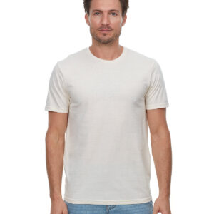 Model wearing Natural Threadfast Apparel Epic Unisex T-Shirt -T1000