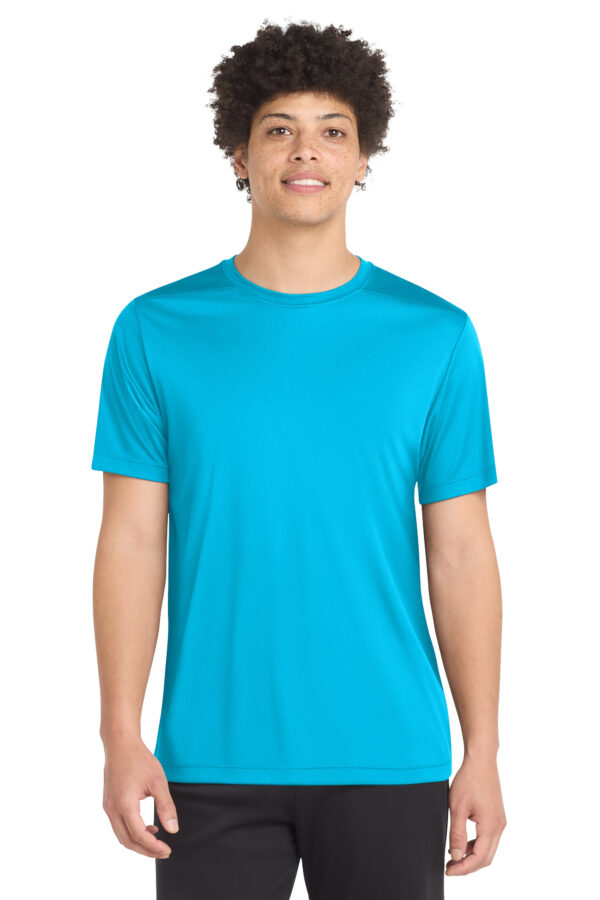 Model wearing Saphire Sport-Tek ® Posi-UV ® Pro Tee - ST420