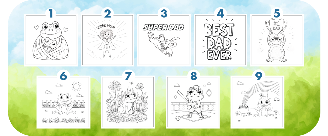 Image of a collection of spring themed coloring pages